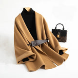 Holly | Women's Wool-Cotton Blend Winter Coat with Leather Waist Belt