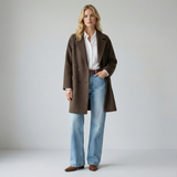 Cecilia | Women's Double-Breasted Wool Coat with Structured Straight Cut