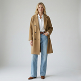 Cecilia | Women's Double-Breasted Wool Coat with Structured Straight Cut