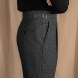 Logan | Men Wool Trousers with Extended Tab Pleats