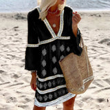 Lydia | Women's Tunic Dress with V-Neckline and Long Bell Sleeves