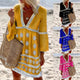 Lydia | Women's Tunic Dress with V-Neckline and Long Bell Sleeves