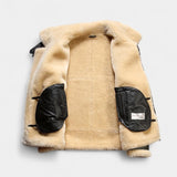 Victor | Men's Leather Aviator Jacket with Sheepskin Fur