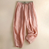 Éline | Women's Linen Tapered Pants with High Stretch Waist