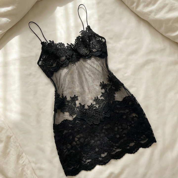 Velaire - Women's Sheer Embroidered Lace Slip Dress