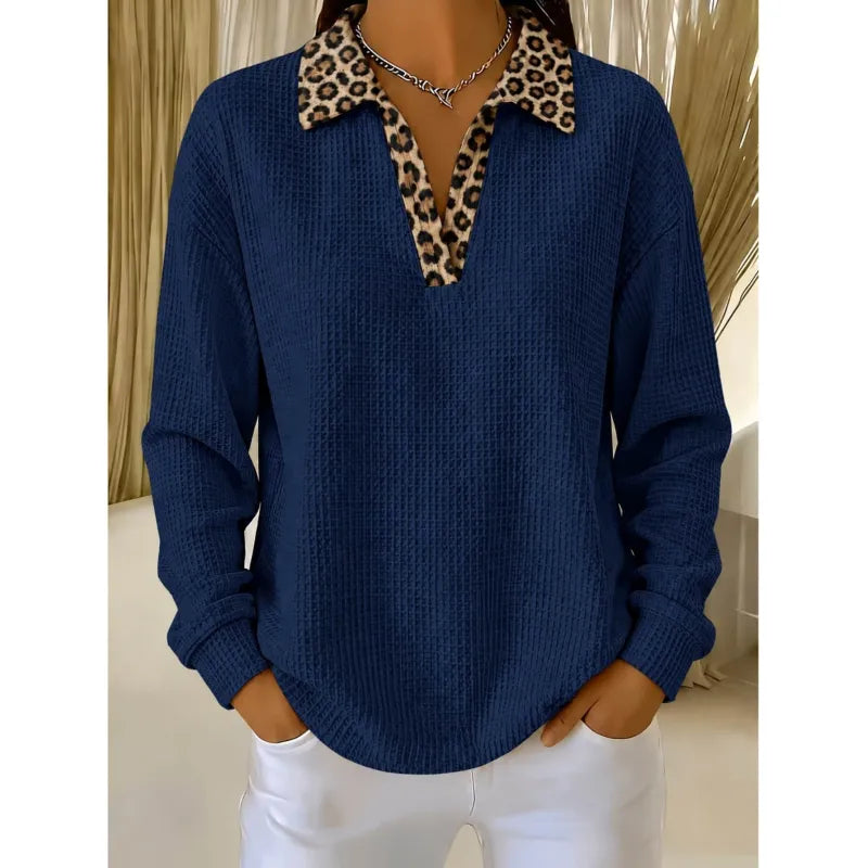 Rachel | Women's Pullover with Patterned Collar Detail