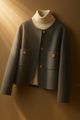 Anne | Women's Retro-Inspired Wool Coat with Round Neck and Button Accents