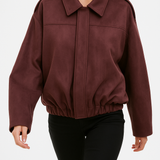 Wendy | Women's Suede Overshirt with Structured Lapel and Hidden Zip Closure