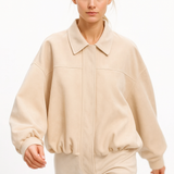 Wendy | Women's Suede Overshirt with Structured Lapel and Hidden Zip Closure