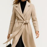 Sally | Women's 100% Wool Midi Coat with Belted Waist