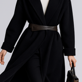 Holly | Women's Wool-Cotton Blend Winter Coat with Leather Waist Belt