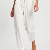 Éline | Women's Linen Tapered Pants with High Stretch Waist
