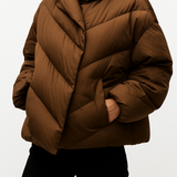 Reagan | Women's Cropped Hooded Duck Down Puffer Jacket with Chevron Quilting