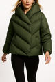 Reagan | Women's Cropped Hooded Duck Down Puffer Jacket with Chevron Quilting
