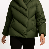 Reagan | Women's Cropped Hooded Duck Down Puffer Jacket with Chevron Quilting