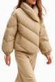 Reagan | Women's Cropped Hooded Duck Down Puffer Jacket with Chevron Quilting