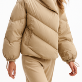 Reagan | Women's Cropped Hooded Duck Down Puffer Jacket with Chevron Quilting
