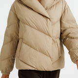 Reagan | Women's Cropped Hooded Duck Down Puffer Jacket with Chevron Quilting