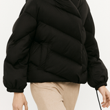 Reagan | Women's Cropped Hooded Duck Down Puffer Jacket with Chevron Quilting