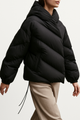 Reagan | Women's Cropped Hooded Duck Down Puffer Jacket with Chevron Quilting