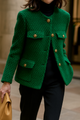Leonora | Women's Short Velvet-Texture Coat with Gold Button Detail
