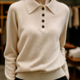 Harriet | Women Polo Sweater With Button Front Design