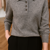 Harriet | Women Polo Sweater With Button Front Design