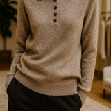 Harriet | Women Polo Sweater With Button Front Design