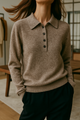 Harriet | Women Polo Sweater With Button Front Design