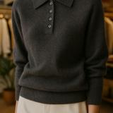Harriet | Women Polo Sweater With Button Front Design