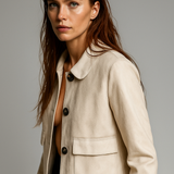 Tatiana | Women's Cropped Faux-Suede Jacket with Lapel and Oversized Buttons