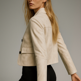 Tatiana | Women's Cropped Faux-Suede Jacket with Lapel and Oversized Buttons
