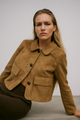 Tatiana | Women's Cropped Faux-Suede Jacket with Lapel and Oversized Buttons