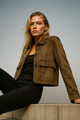 Tatiana | Women's Cropped Faux-Suede Jacket with Lapel and Oversized Buttons