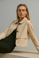 Tatiana | Women's Cropped Faux-Suede Jacket with Lapel and Oversized Buttons