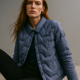 Natalie | Women's Chevron Quilted Duck Down Jacket with Snap Button Closure