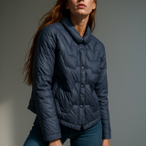 Natalie | Women's Chevron Quilted Duck Down Jacket with Snap Button Closure