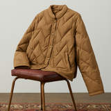 Natalie | Women's Chevron Quilted Duck Down Jacket with Snap Button Closure