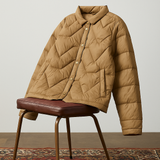 Natalie | Women's Chevron Quilted Duck Down Jacket with Snap Button Closure