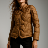 Natalie | Women's Chevron Quilted Duck Down Jacket with Snap Button Closure