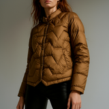 Natalie | Women's Chevron Quilted Duck Down Jacket with Snap Button Closure