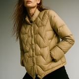 Natalie | Women's Chevron Quilted Duck Down Jacket with Snap Button Closure