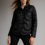 Natalie | Women's Chevron Quilted Duck Down Jacket with Snap Button Closure