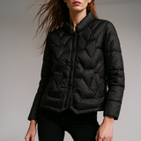 Natalie | Women's Chevron Quilted Duck Down Jacket with Snap Button Closure