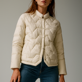 Natalie | Women's Chevron Quilted Duck Down Jacket with Snap Button Closure