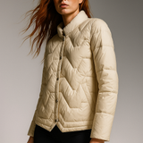 Natalie | Women's Chevron Quilted Duck Down Jacket with Snap Button Closure