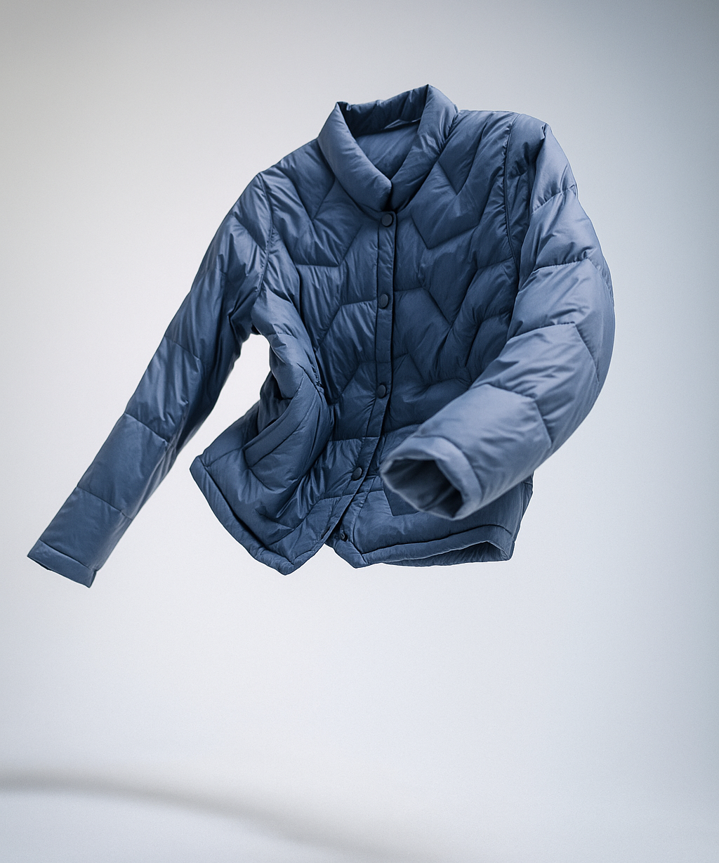Natalie | Women's Chevron Quilted Duck Down Jacket with Snap Button Closure