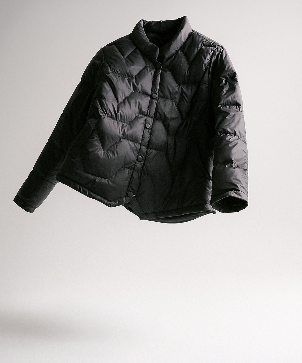 Natalie | Women's Chevron Quilted Duck Down Jacket with Snap Button Closure