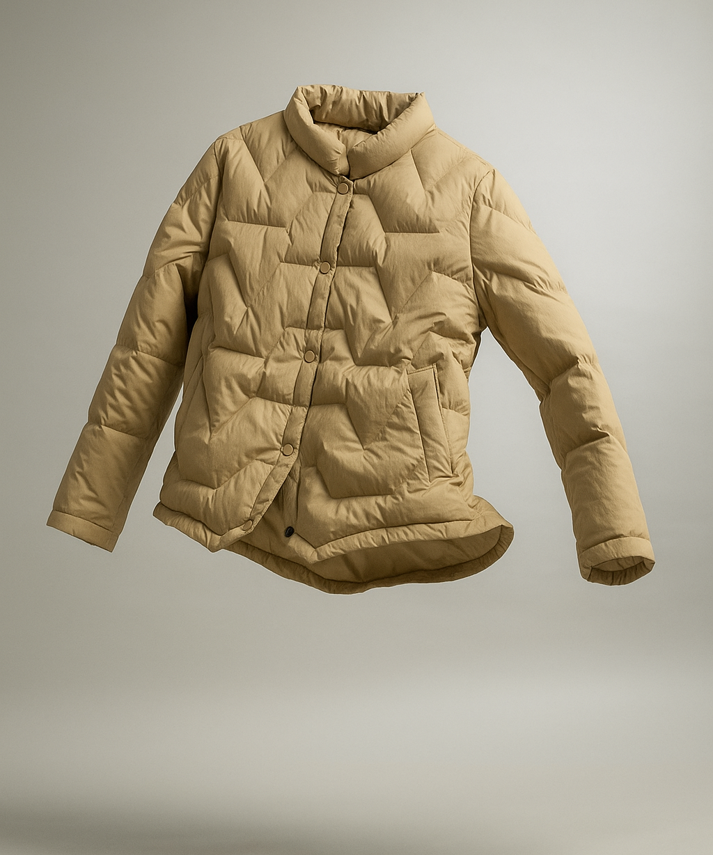 Natalie | Women's Chevron Quilted Duck Down Jacket with Snap Button Closure