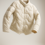 Natalie | Women's Chevron Quilted Duck Down Jacket with Snap Button Closure